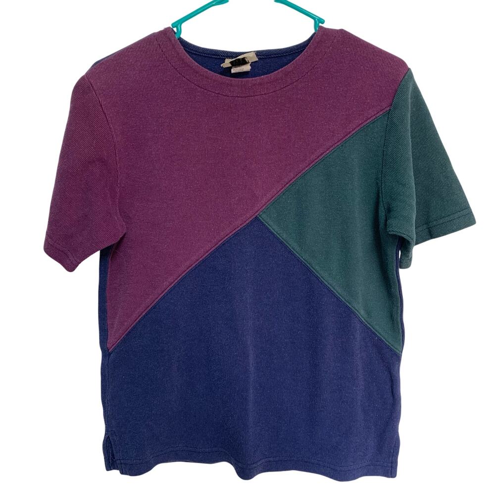 Teddi Petite Vintage Women’s Color Block Short Sleeve Polyester Blend Top Size S